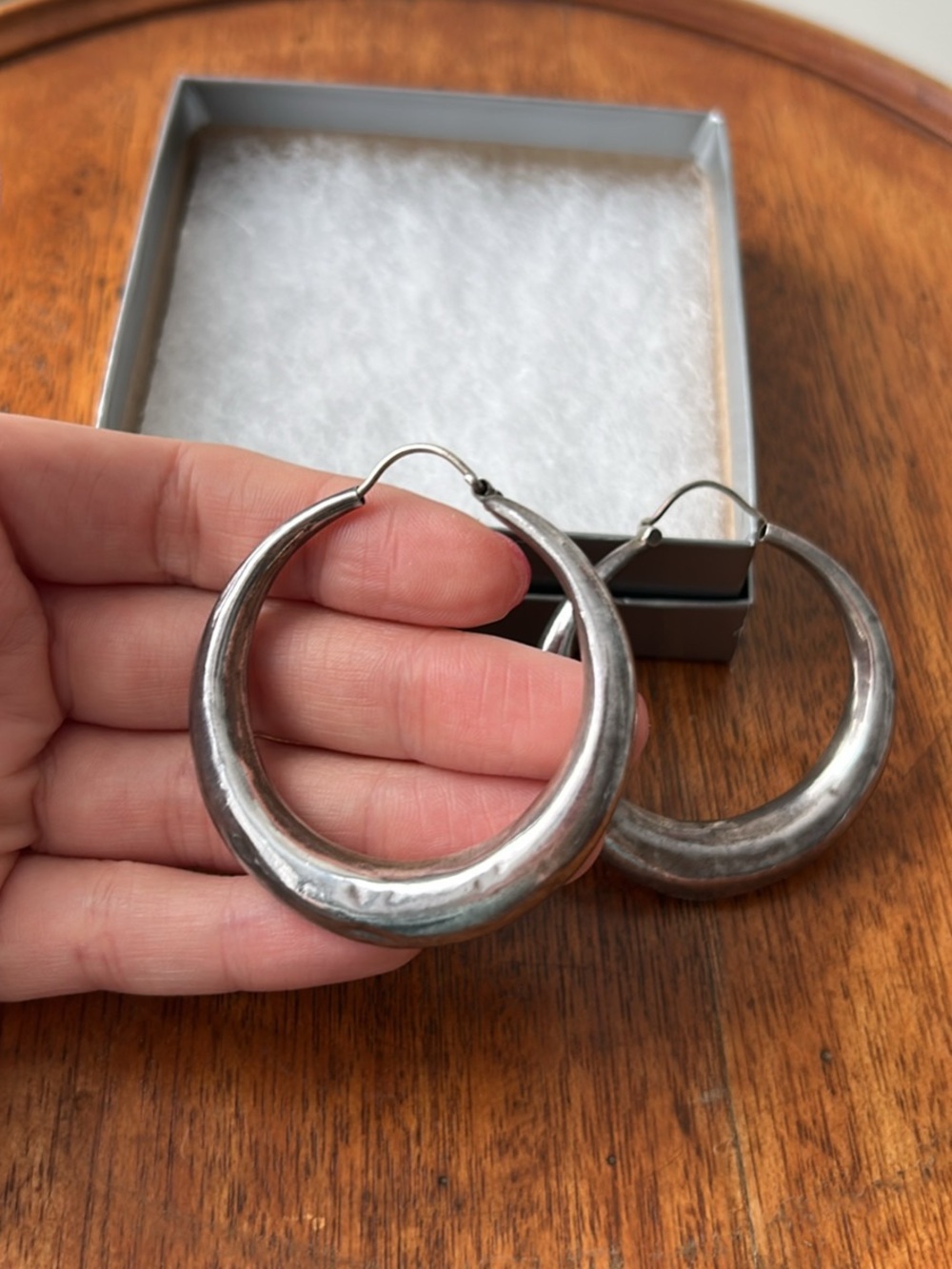 Classic Silver-Tone Chunky Hoop Earrings - Women Jewelry